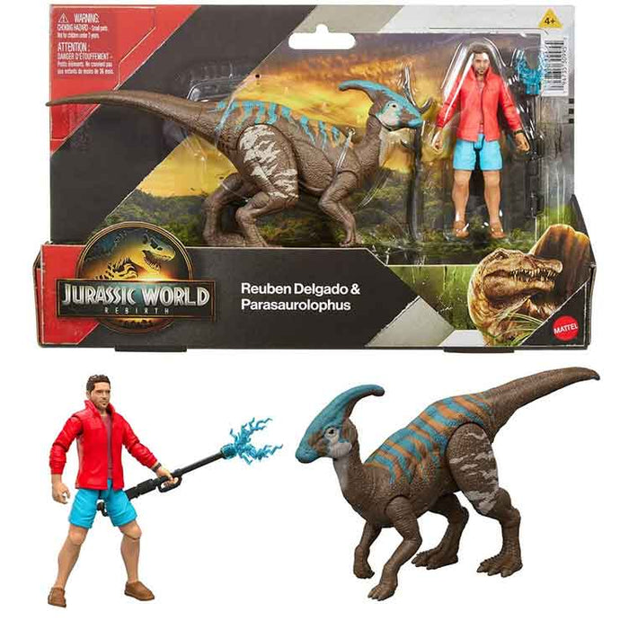 Jurassic World Rebirth Reuben Delgado and Parasaurolophus Action Figure 2-Pack